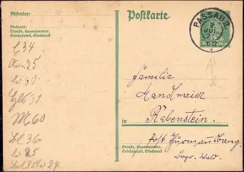 O 224, Bayern Reservestempel aus Passau 2. mit Punkt