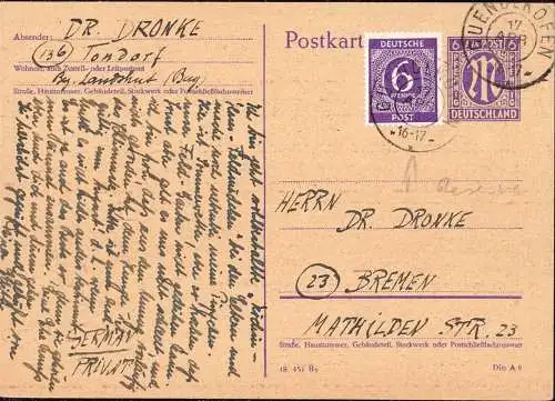 O 225, Bayern Reservestempel auf AM Post Ganzsache aus Gündkofen bei Landshut