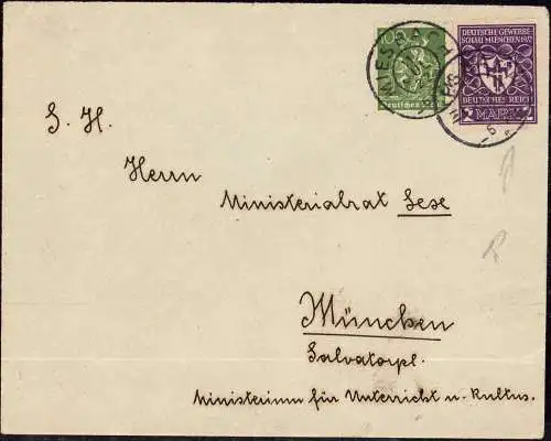 O 228, Bayern Reservestempel aus Miesbach auf Infla