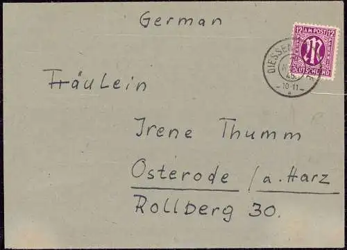 O 229, Bayern Reservestempel auf AM Post aus Dießen am Ammersee