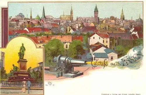 [Lithographie] O 243, Litho, Gruß aus Essen, Krupp. 