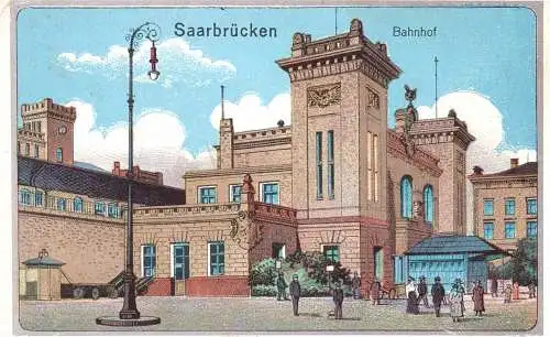 [Lithographie] O 261, Litho, Saarbrücken Bahnhof, Saar. 