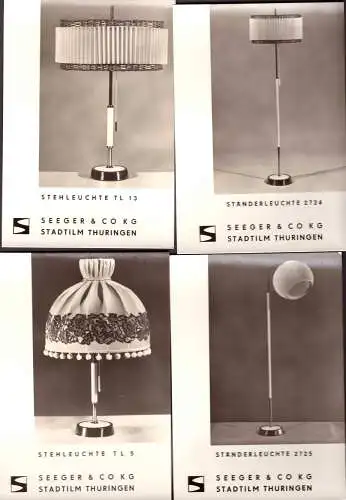 [Echtfotokarte schwarz/weiß] O 263, DDR Design, Box mit 30 Fotos, R.S. mit Beschreibung von Lampen der Firma Seeger in Ilmenau. 