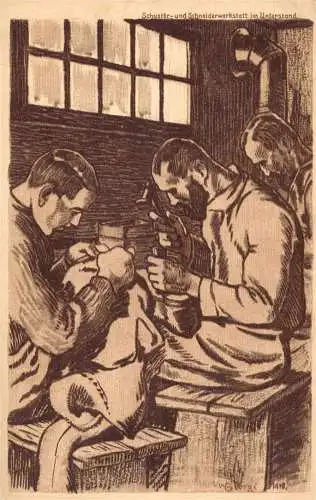 [Werbepostkarte] O 299 Werbung, Feldpostkarte der Firma Bahlsen, Hannover für Leibniz Cakes. Entwurf W. Georgi, Schuster, Schneider. 