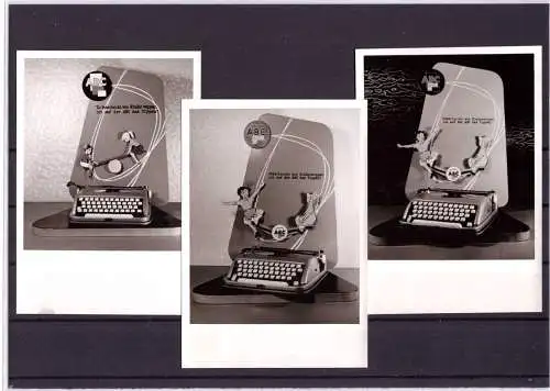O 300, ABC Schreibmaschine, Werbeaufsteller, 6 Fotos ca. 1960 (Gr. 10x7cm) mit verschiedenen Entwürfen