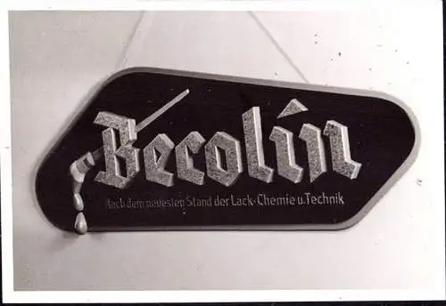 O 313, Werbeaufsteller der Firma Becolin Lack, Foto. von ca.1960 (Gr. 10x7cm), Chemie