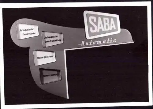 O 318, Werbeaufsteller der Firma Saba, Foto. von ca.1960 (Gr. 10x7cm), Fernsehen, Rundfunk