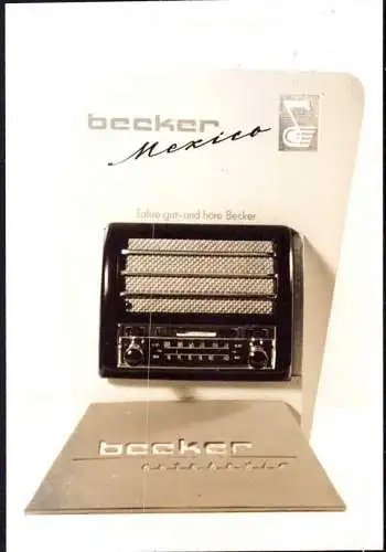 O 329, Werbeaufsteller der Firma Becker Autoradio, Foto. von ca. 1960 (Gr. 10x7cm), Radio, Rundfunk