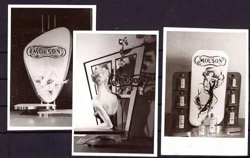 O 331, Werbeaufsteller der Firma Mouson, 3 Fotos von ca.1960 (Gr. 10x7cm), Kosmetik, Parfüm