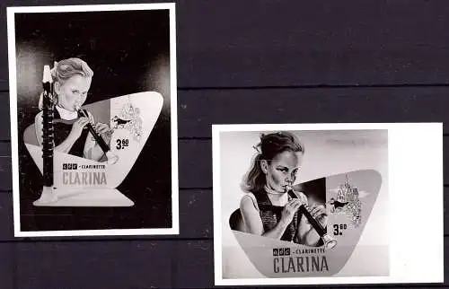 O 335 Werbeaufsteller der Firma ABC Klarinette, 2 Fotos von ca.1960 (Gr. 10x7cm), Musik, Musikinstrumente