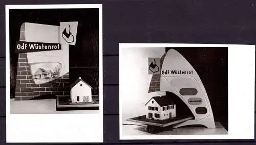 O 338 Werbeaufsteller der Bausparkasse Wüstenrot, 2 Fotos von ca.1960 (Gr. 10x7cm), 