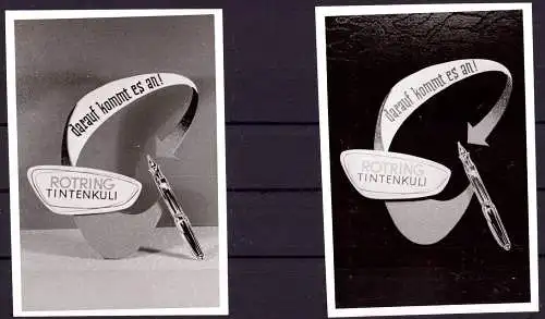 O 341 Werbeaufsteller der Firma Rotring Kugelschreiber, 2 Fotos von ca.1960 (Gr. 10x7cm),