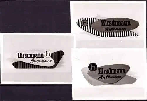 O 343 Werbeaufsteller der Firma Hirschmann Antennen, 3 Fotos von ca.1960 (Gr. 10x7cm) aus Neckartenzlingen