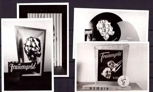 O 344 Werbeaufsteller der Firma Homoia Karlsruhe, 4 Fotos von ca.1960 (Gr. 10x7cm), Pharmazie