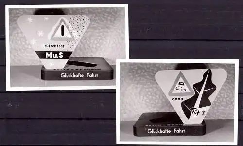 O 345 Werbeaufsteller der Firma Veith + Goodrich Autoreifen, 2 Fotos von ca.1960 (Gr. 10x7cm), Gummi