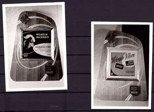 O 349 Werbeaufsteller der Firma Decca für Schallplatte von W. Backhaus, Beethoven, 2 Fotos von ca.1960 (Gr. 10x7cm) 