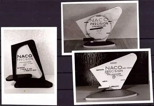 O 350, Werbeaufsteller der Firma Naco, 3 Fotos von ca.1960 (Gr. 10x7cm), Uhr