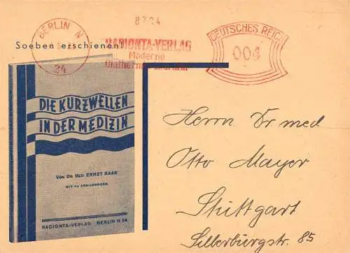 [Ansichtskarte] O 377 Medizin, Werbung, 2 Karten des Radionta Verlag für Kurzwellen Therapie in Berlin Mitte. 