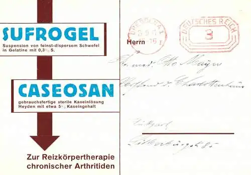 [Ansichtskarte] O 395 Pharmazie, Werbung 4 Karten der Firma Chemische Fabrik von Heyden in Radebeul Dresden. 