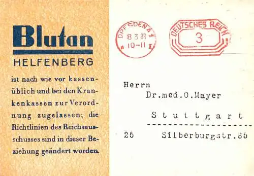 [Ansichtskarte] O 399 Pharmazie, dekorative Werbung der Firma Helfenberg aus Dresden. 