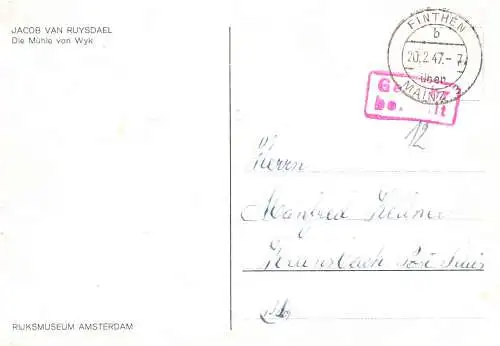 O 435 Karte, Gebühr Bezahlt aus Finthen über Mainz