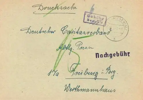 O 444 Drucksache, Gebühr Bezahlt aus Zell (Wiesental) mit Nachgebühr, der Umschag war nicht offen