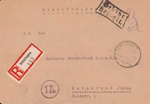 O 469 Brief, Gebühr Bezahlt per Einschreiben aus Stühlingen