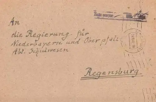 O 480 Brief, Gebühr Bezahlt, aus Schwandorf, Bayern