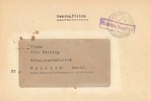O 486 Brief, Gebühr Bezahlt aus Dollendorf über Blankenheim, Eifel, Französische Zone