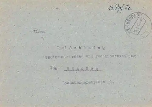 O 490 Brief, Gebühr Bezahlt aus Welchenberg, OT Niederwinkling (Straubing-Bogen), Bayern