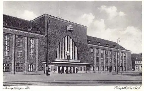 [Echtfotokarte schwarz/weiß] O 498 Königsberg in Ostpreußen, Bahnhof 