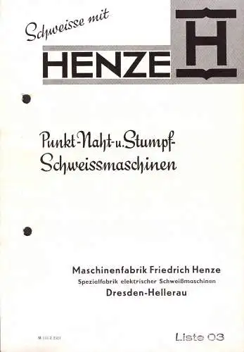 O 513G Prospekt der Maschinenfabrik Friedrich Henze aus Dresden Hellerau, ca. 1960