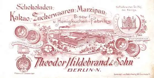 [Werbepostkarte] O 566, Litho, Werbung, Sammelbild? auf dicker Pappe. 14 X 7,5cm, der Schokoladenfabrik Theodor Hildebrand & Sohn, Pankstrasse in Wedding, Berlin, mit Kaiser und Kriegsmarine. 