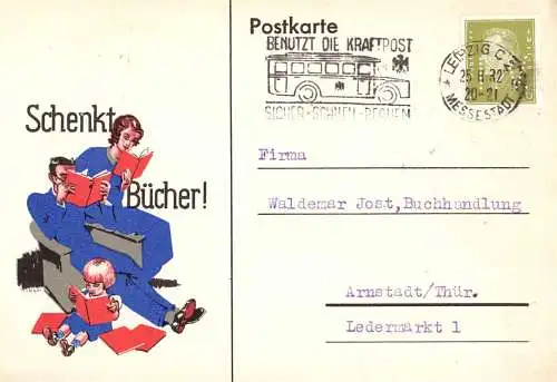 O 567, Firmenlochung, Perfin, des Buchhändler Koehler & Volkmar aus Leipzig. Dekorative Werbung "Schenkt mehr Bücher" 