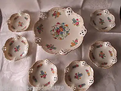 Altes Rosenthal Konfektset Anbietschale u. 6 Schälchen Elfenbein Moliere Kronach