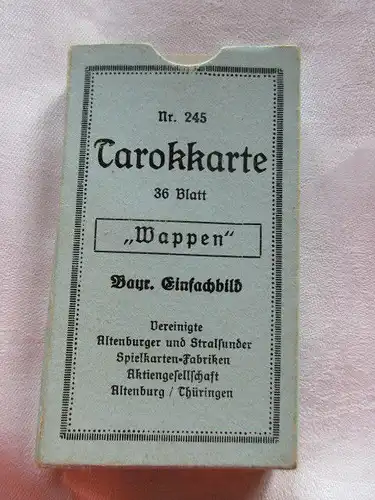 Alte Tarokkarte Nr. 245  " Wappen" Bay. Einfachbild Ass Altenburg Thüringen 1935