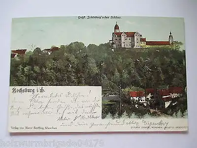 Alte AK Rochsburg Sachsen gräfl. Schönburg´sches Schloss Litho gelaufen 1901