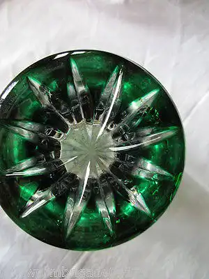 Wunderschöne alte Bleikristall Vase grün Überfangglas Nachtmann Diamantschliff