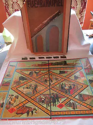 RARITÄT altes Brettspiel Eisenbahnspiel Zinnfiguren Kleefeld & Co Fürth um 1930 0