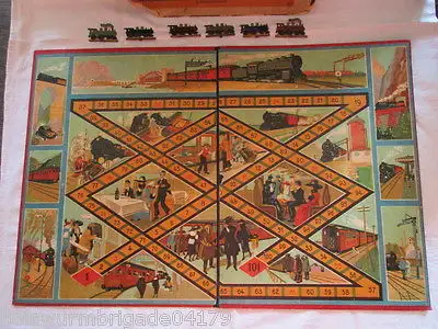 RARITÄT altes Brettspiel Eisenbahnspiel Zinnfiguren Kleefeld & Co Fürth um 1930 1