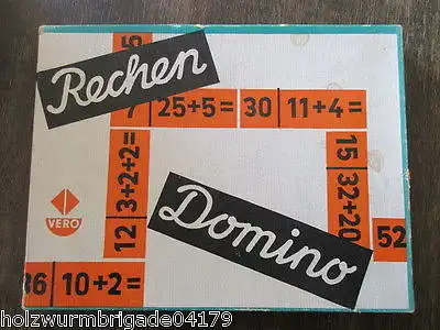 Seltenes Rechen Domino VEB Vero Olbernhau DDR 60er Jahre mit Holz Steinen