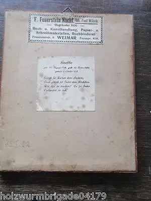 Alter Biedermeier Bilderrahmen mit Glas Motiv Brief an Goethe Druck 17 x 14,5 cm