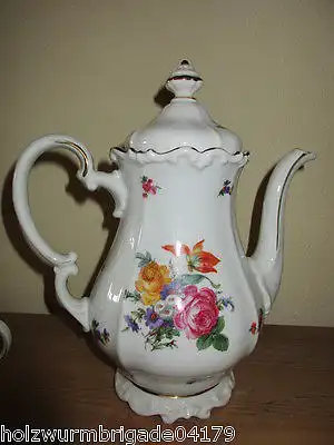 Altes Kernstück Kaffeekanne Zuckerdose Sahnekännchen Weimarer Porzellan Blume