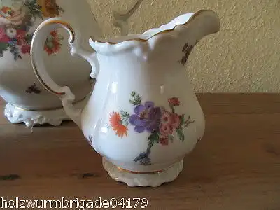 Altes Kernstück Kaffeekanne Zuckerdose Sahnekännchen Weimarer Porzellan Blume