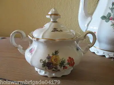 Altes Kernstück Kaffeekanne Zuckerdose Sahnekännchen Weimarer Porzellan Blume
