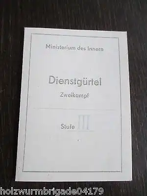 Urkunde Kampfsportabzeichen   Dienstgürtel Stufe 3   Polizei