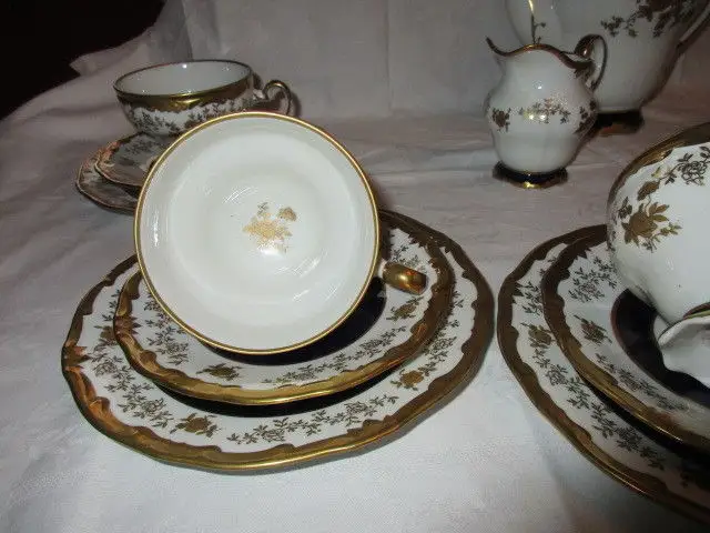 Weimar Echt Kobalt Kaffeeservice Katharina 7722 Barock Gold Rose 21 tlg. 5