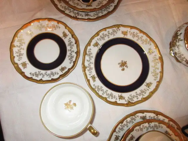 Weimar Echt Kobalt Kaffeeservice Katharina 7722 Barock Gold Rose 21 tlg. 8