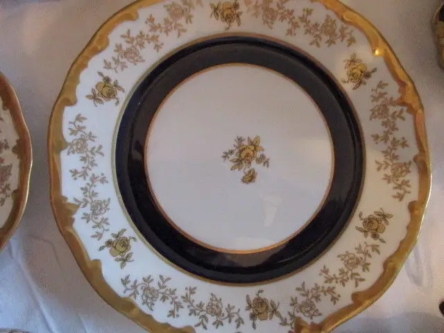 Weimar Echt Kobalt Kaffeeservice Katharina 7722 Barock Gold Rose 21 tlg. 9