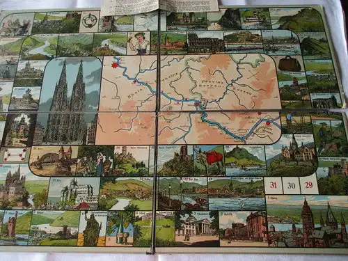 Seltenes altes Brettspiel Würfelspiel " Die Rheinreise" Scholz Mainz um 1910